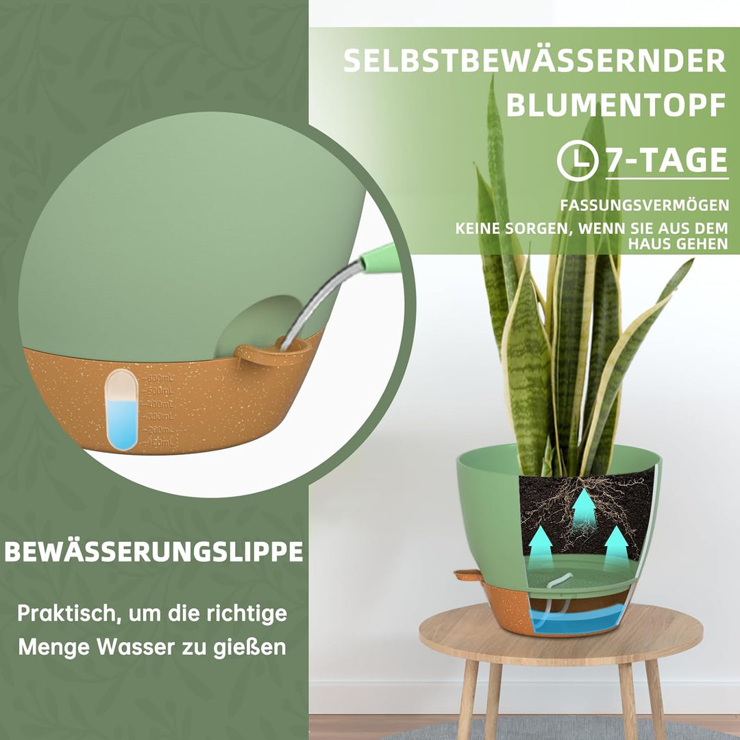 ZMTECH 25 cm Pflanztöpfe mit Bewässerungslippe Selbstbewässernde Pflanztöpfe mit Abflusslöchern und