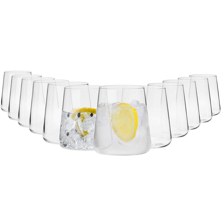 KROSNO Gin Gläser Wassergläser Weissweingläser Trinkgläser | Set von 12 | 380 ML | Avant-Garde Kolle