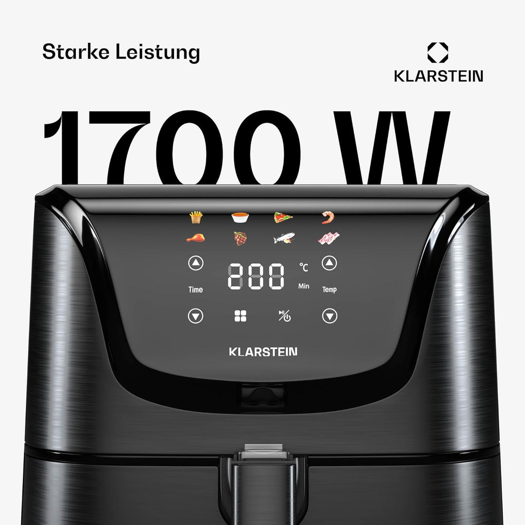 Klarstein AeroVital Deluxe Heissluftfritteuse – 5,4 L Airfryer, 1700 W, Touch-Display, 8 Programme,