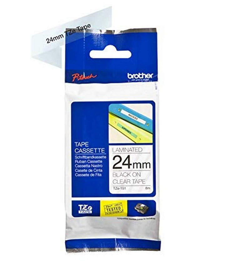 Brother TZE151 Original P-touch Schriftband TZe-151 24 mm, schwarz auf transparent (kompatibel,u.a.