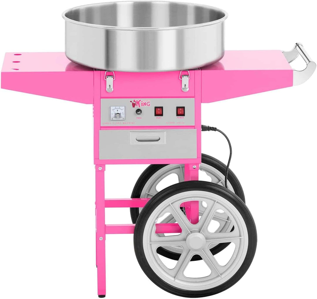 Royal Catering RCZC-1200-W Zuckerwattemaschine mit Wagen Cotton Candy Machine (Ø 52 cm, 1.200 W, 1 E
