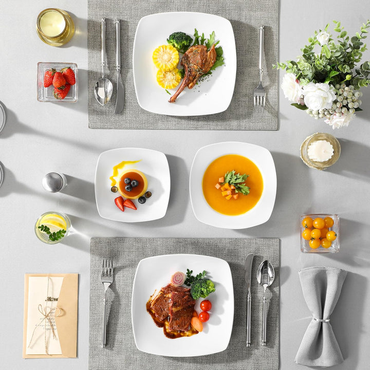 MALACASA, Serie Julia, 18 Teilig Set KLEIN Tafelservice 6 Personen Porzellan Teller Set, Geschirrset