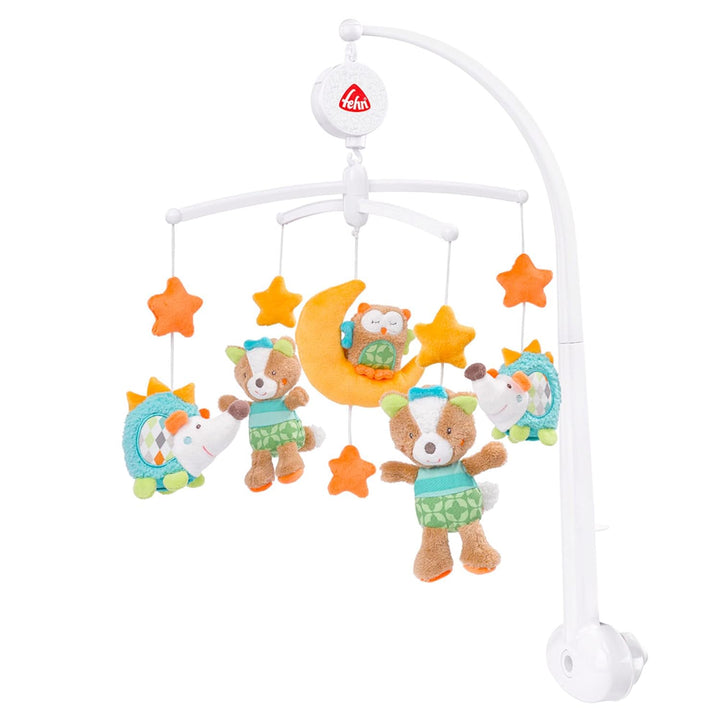 Fehn Musik Mobile Forest - Baby Einschlafhilfe Musikspielzeug mit Waldtieren - Spieluhr Melodie "Wei