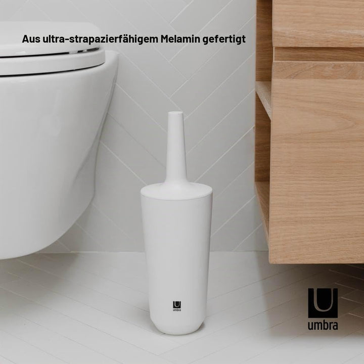 Umbra 1004478-660 Corsa Toilet Brush, WC-Büstenhalter aus Keramik, Weiss Toilettenbürstenhalter Weis