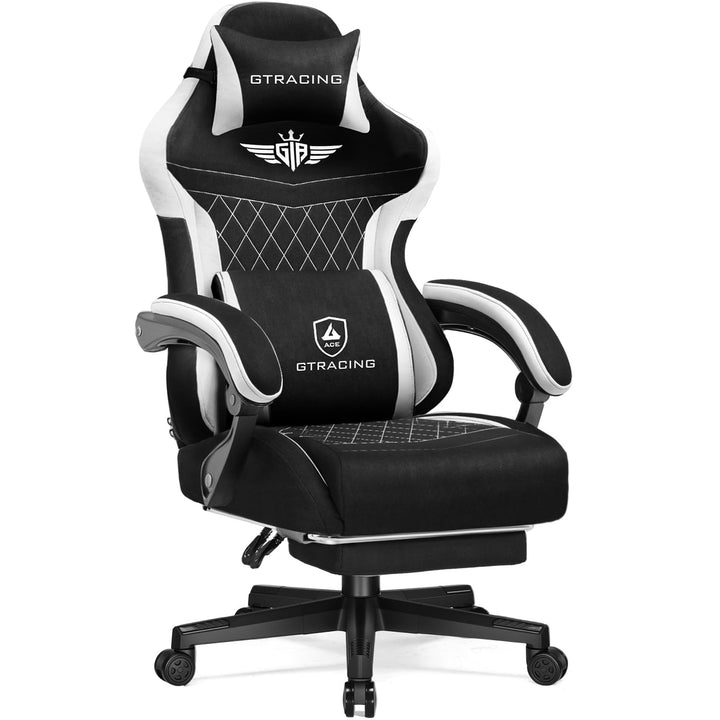 GTPLAYER Gaming Stuhl, Ergonomischer Gamer Stuhl aus Stoff mit Lendenwirbelstütze, PC-Stuhl mit verb