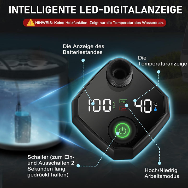 Spopal Campingdusche Tragbare, Campingdusche mit 20L Klappbarer Eimer, 6000mAh Camping Dusche Akku,