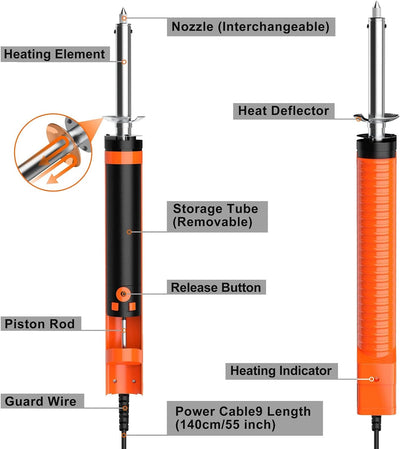 Entlötpumpe, Preciva Entlötkolben Lötkolben Lötabsauger mit 1.0mm und 1.2mm