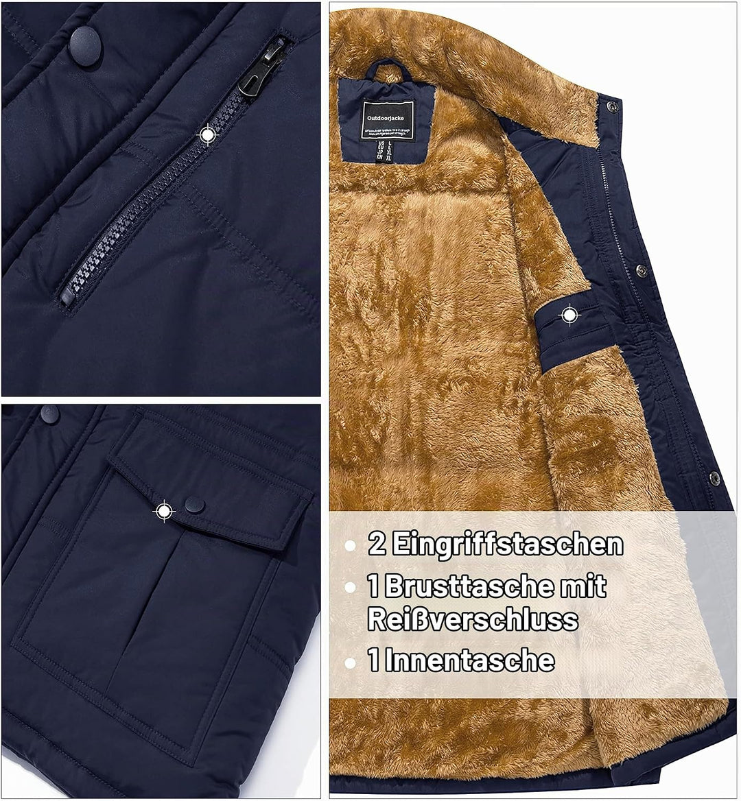 MAGCOMSEN Weste Herren Gefüttert Winterjacke Ärmellos Warme Fleeceweste Freizeit Thermo Übergangswes