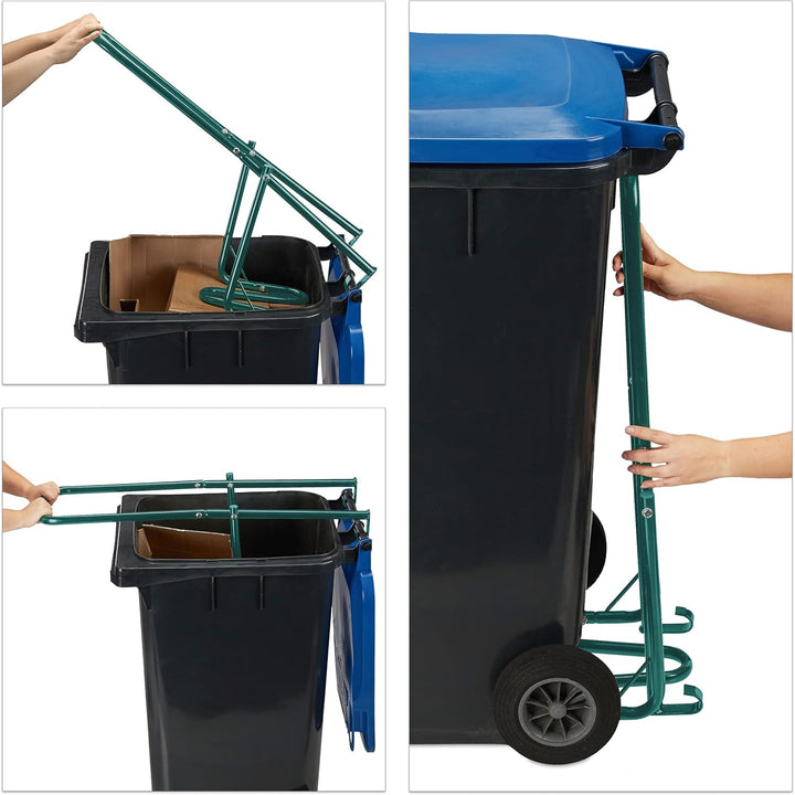 Relaxdays Müllpresse für die Mülltonne, Müllverdichter Hausmüll, Restmüll, Plastik, manuelle Hausmül