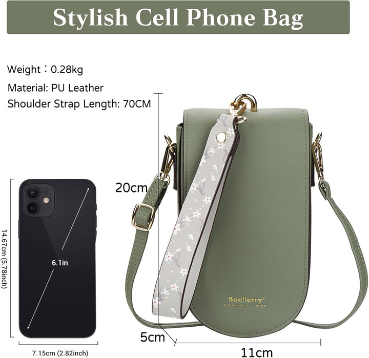 PORRASSO Mode Handy Umhängetasche Damen Handytasche Mädchen Schultertasche PU Geldbörse Crossbody Ba