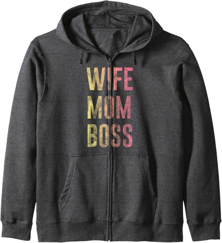 Wife Mom Boss Gradient Stacked Kapuzenjacke