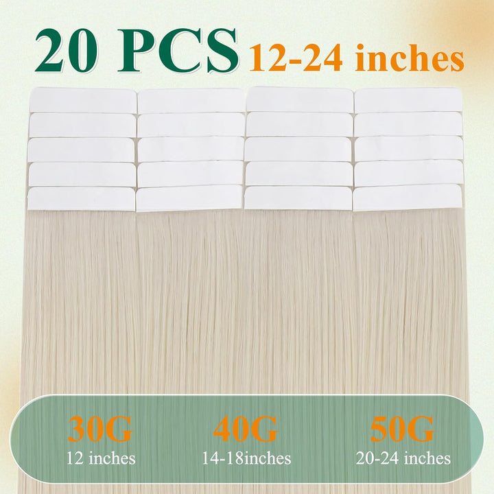 Easyouth Tape Extensions Echthaar Platinblond Tape in Haar Extensions Blond Weiss Echthaar Tape in H