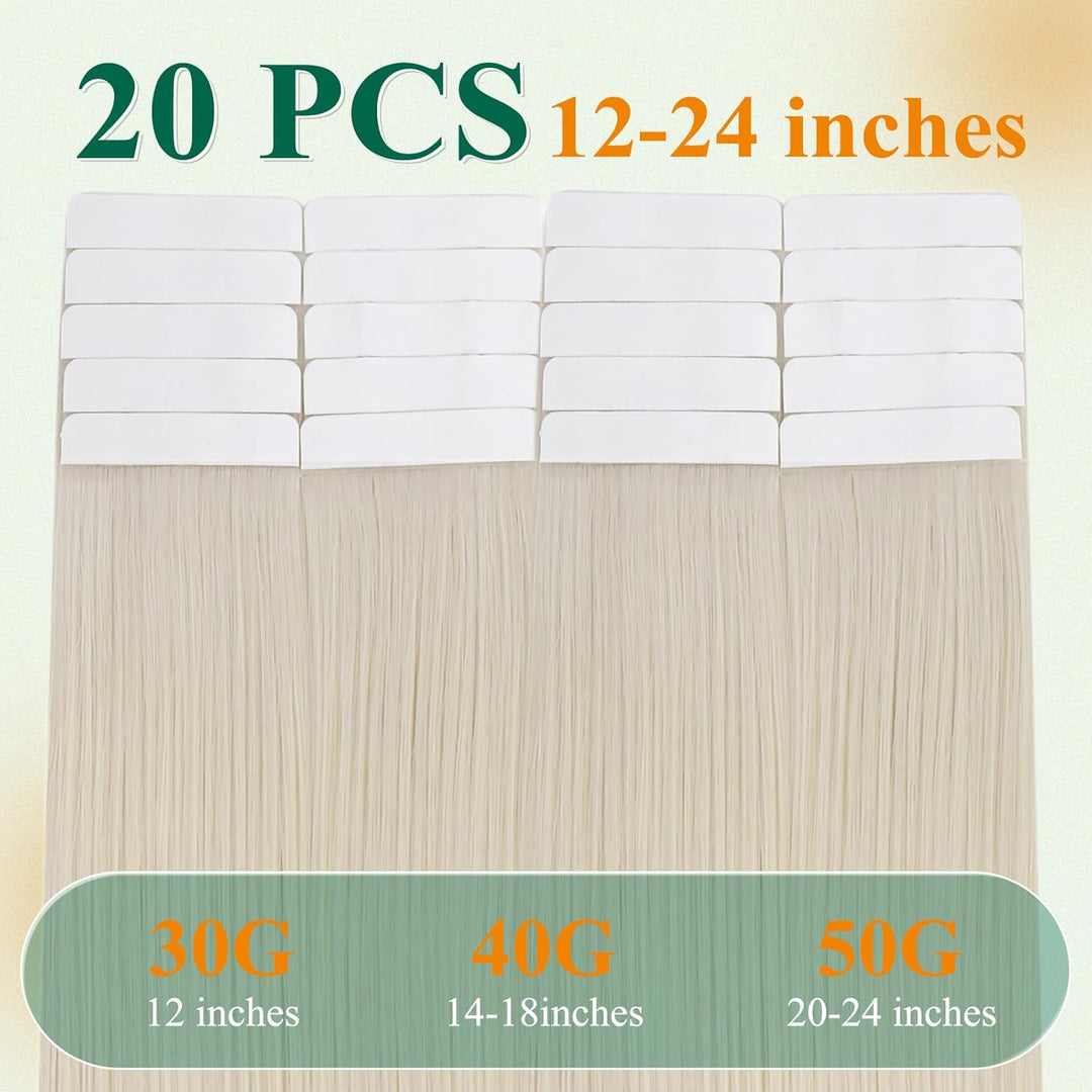 Easyouth Echthaar Extensions Tape Platinblond Skin Weft Tape Extensions Echthaar Weissblond Tape in