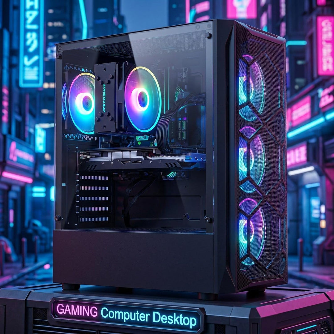 STGsivir Gaming PC,Core i7 bis zu 3.9GHz, Radeon RX 580 8GB GDDR5, 16GB RAM, 512GB SSD, 600M WLAN, B