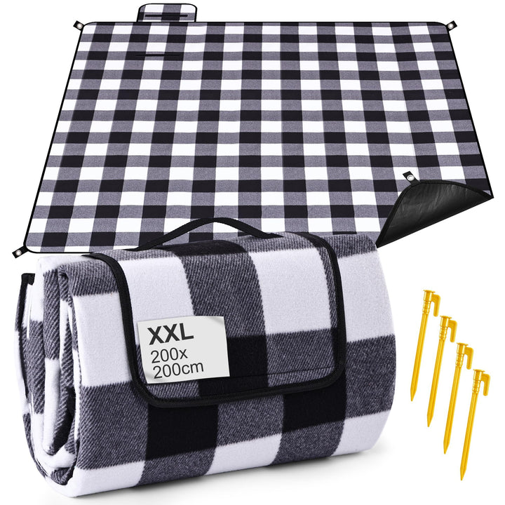 Gucass Picknickdecke Wasserdicht 200x200cm Picknick Decke mit Tragegriff Faltbar Strandmatte Sandfre