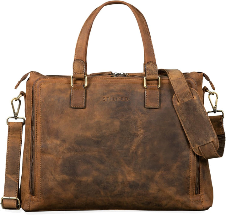 STILORD 'Claire' Businesstasche Damen Leder 15 Zoll Laptoptasche DIN A4 Aktentasche Umhängetasche un