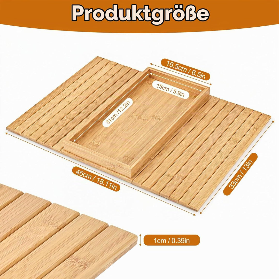 Natural Sofatablett Armlehne, Bambus Sofa Tablett Sofa Ablage (31×15 cm)