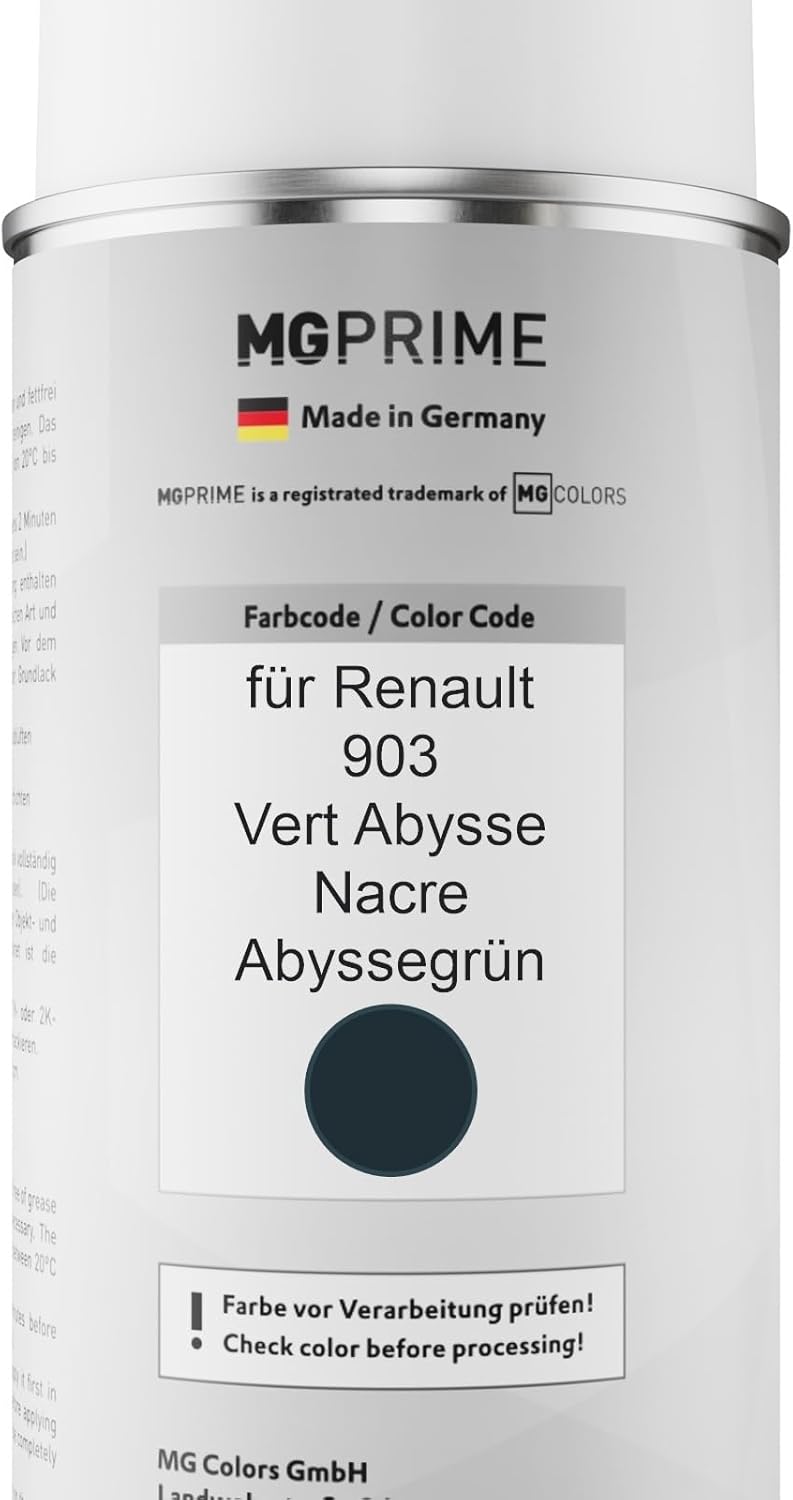 MG PRIME Autolack Sprühdosen Set für Renault 903 Vert Abysse Nacre/Abyssegrün Basislack Klarlack Spr