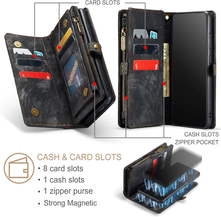 UFinetech Abnehmbare Samsung Galaxy S21 Plus Hülle Tasche Handy TPU Leder Flip Magnetische mit Band