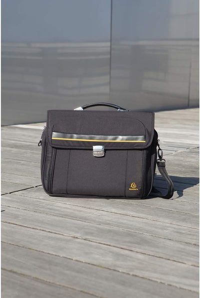 Exacompta 17334E Premium Laptop-Umhängetasche Exactive mit Clip-Verschluss und vielen Innentaschen w