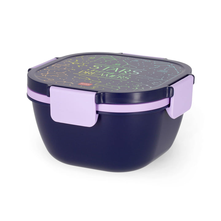 LEGAMI – Lunchbox, Stars, 1 Gabel, 1 Tablett mit Fächern, 1 herausnehmbarer Gewürzbehälter inklusive