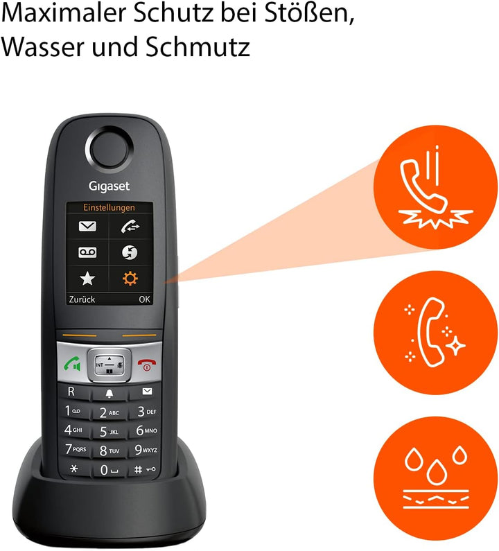 Gigaset E630A GO - Schnurloses Analog & IP-Telefon mit Anrufbeantworter - stossfest, staubresistent,