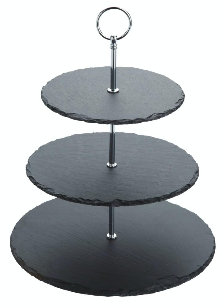 Artesà Dreistöckiger Kuchenständer aus Schiefer Servierset, Kuchenständer Set, 28.5x34.5cm, Geschenk