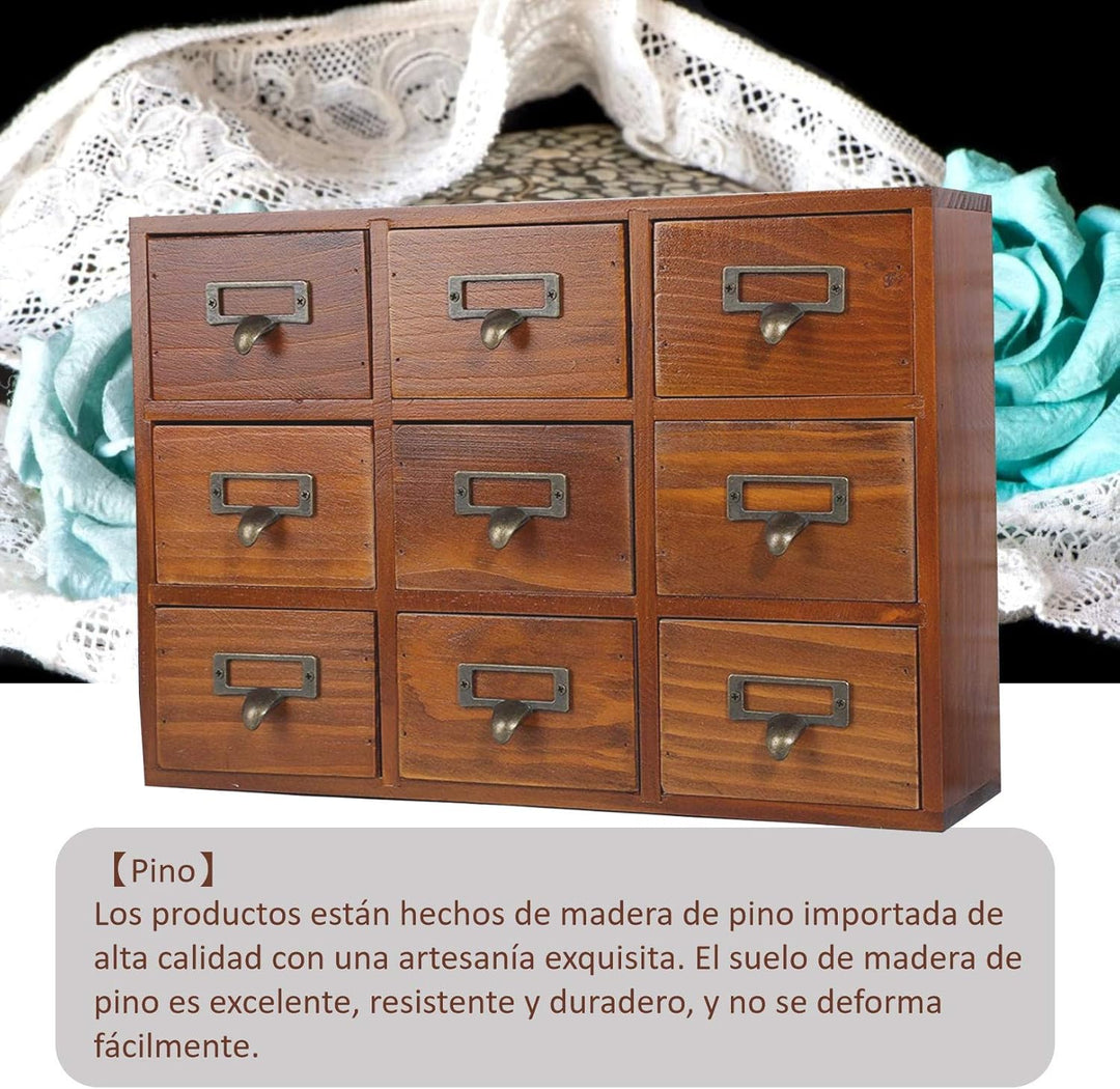 DAUERHAFT Vintage Schublade, Aufbewahrungsbox aus Holz, Vintage SchubladenOrganizer, Apothekerschran