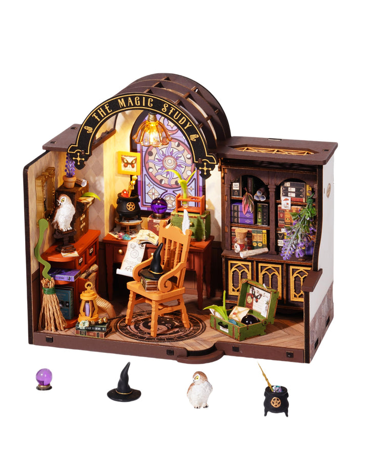 Rolife Miniatur Haus, Miniatur Haus Selber Bauen The Magic Study, Deko für Schreibtisch oder Bücherr