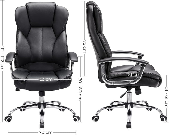 SONGMICS Bürostuhl Chefsessel Drehstuhl Computerstuhl Sitzhöhenverstellung office Stuhl Polsterung O