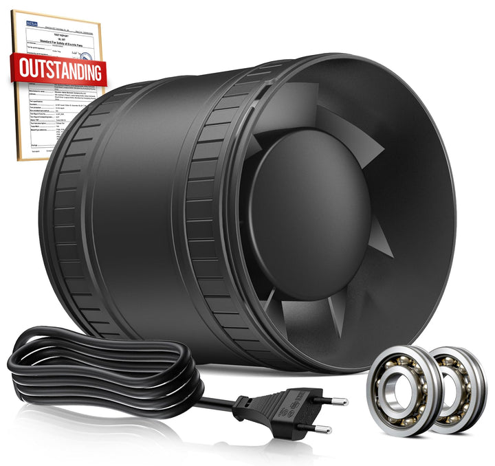 Rohrventilator 100mm, Leise Rohrlüfter mit Doppelkugellagermotor Überhitzungsschutz, 32dB 130m³/h Ra