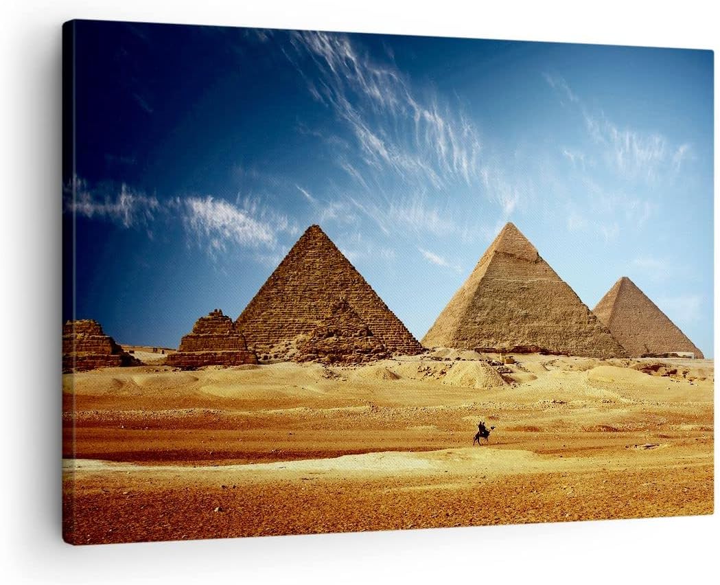 Bilder auf Leinwand Pyramide Wüste Sand Leinwandbild mit Rahmen 70x50cm Wandbilder Dekoration Wohnzi