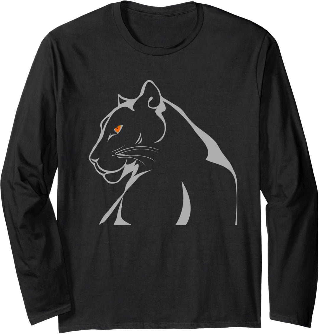 Vintage Panther Big Strong Angry Cat Orange Eyes Langarmshirt