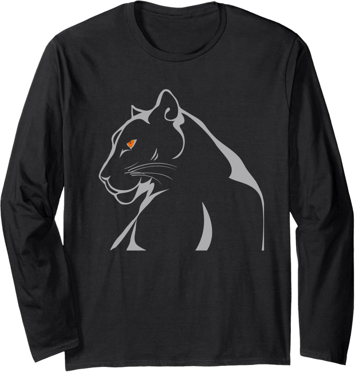 Vintage Panther Big Strong Angry Cat Orange Eyes Langarmshirt