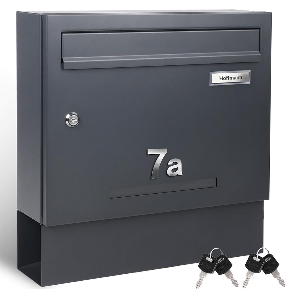 Zedelmaier Briefkasten mit Zeitungsfach Anthrazit Personalisierter - XXL Wandbriefkasten RAL 7016 mi