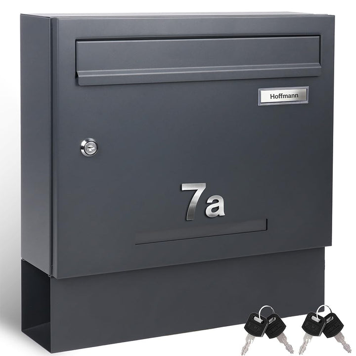 Zedelmaier Briefkasten mit Zeitungsfach Anthrazit Personalisierter - XXL Wandbriefkasten RAL 7016 mi