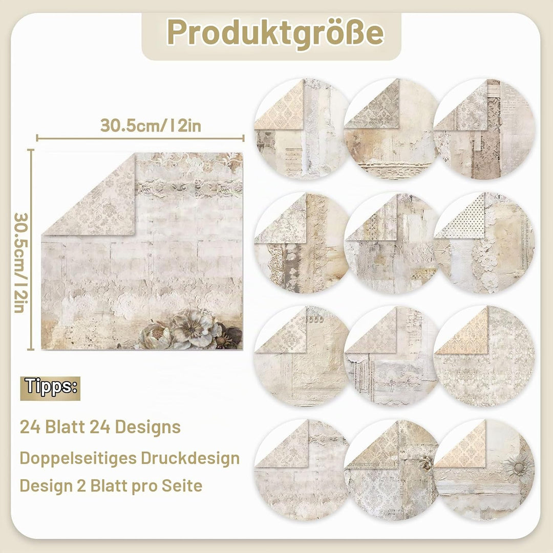 48 Stück Designpapier Block mit Muster Doppelseitiges Scrapbook Papier Decoupage Papier Hintergrundp