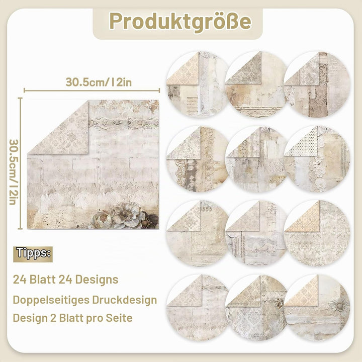 48 Stück Designpapier Block mit Muster Doppelseitiges Scrapbook Papier Decoupage Papier Hintergrundp