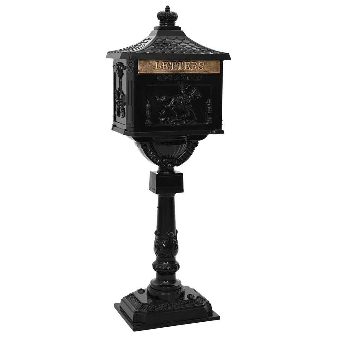 vidaXL Stehender Briefkasten mit Speicher Schwarz 42,5 x 29,5 x 117 cm, Garten und Terrasse, Vintage