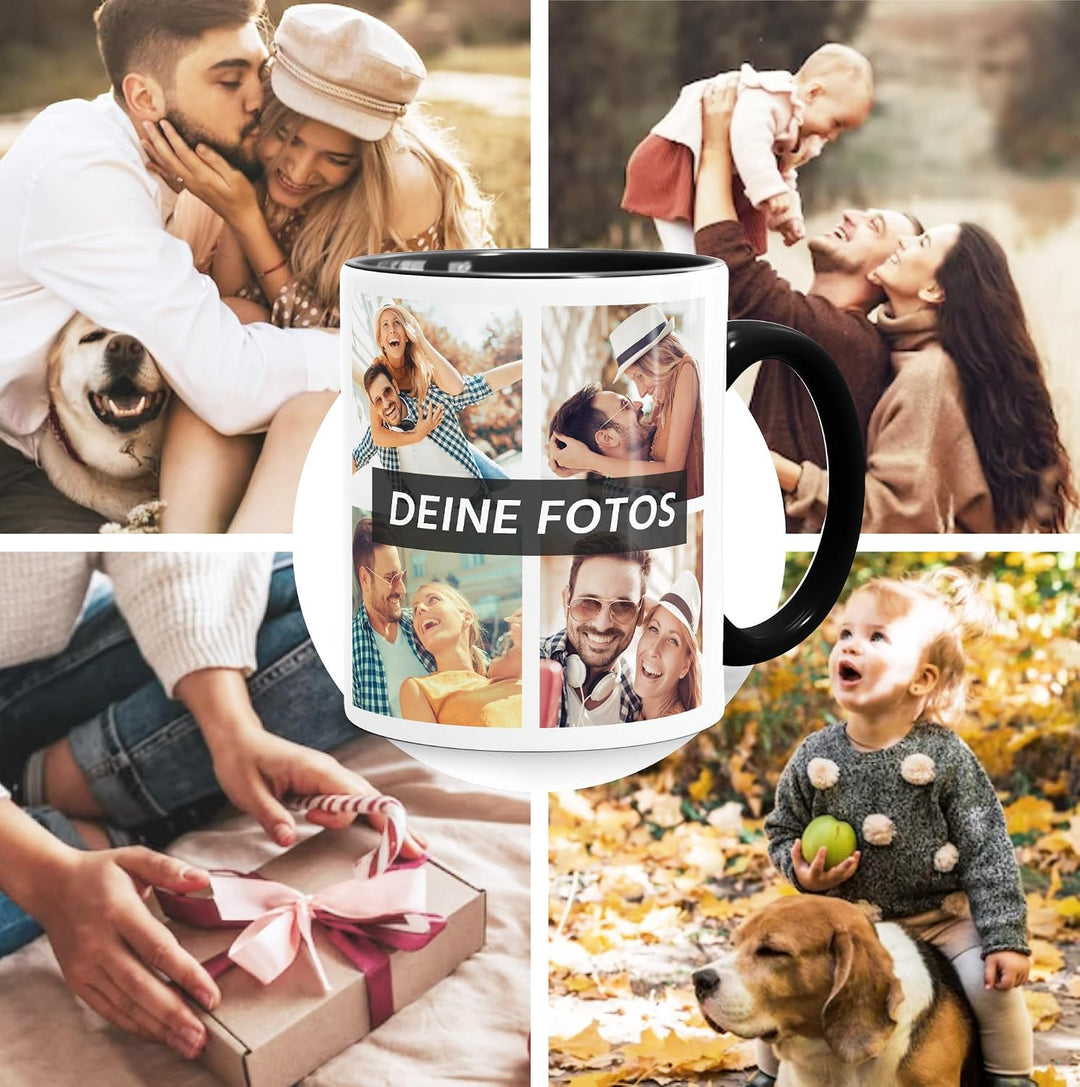 Tasse personalisiert Fotocollage Fototasse mit bis zu 5 Fotos persönliches Geschenk Kaffeetasse mit