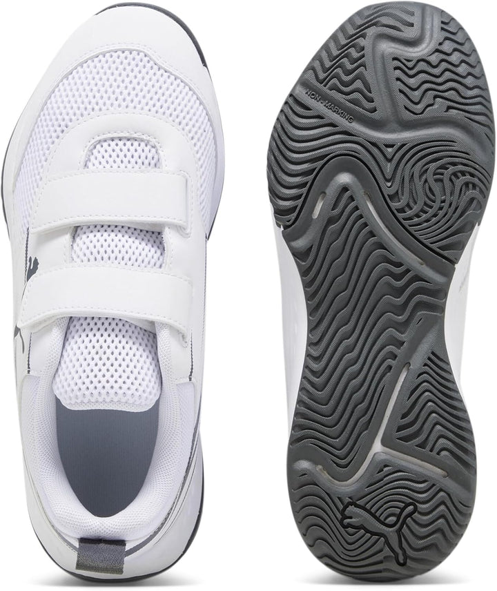 PUMA Unisex Kinder Varion Ii V JrIndoor Court Shoe 29 EU White Shadow Gray, 29 EU White Shadow Gray