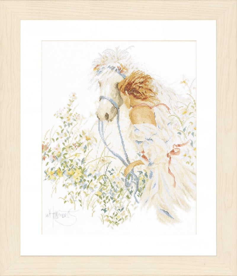 Lanarte Zählmusterpackung Frau & Pferd Kreuzstichpackung, Baumwolle, Mehrfarbig, 39 x 49 x 0.3 cm Pf