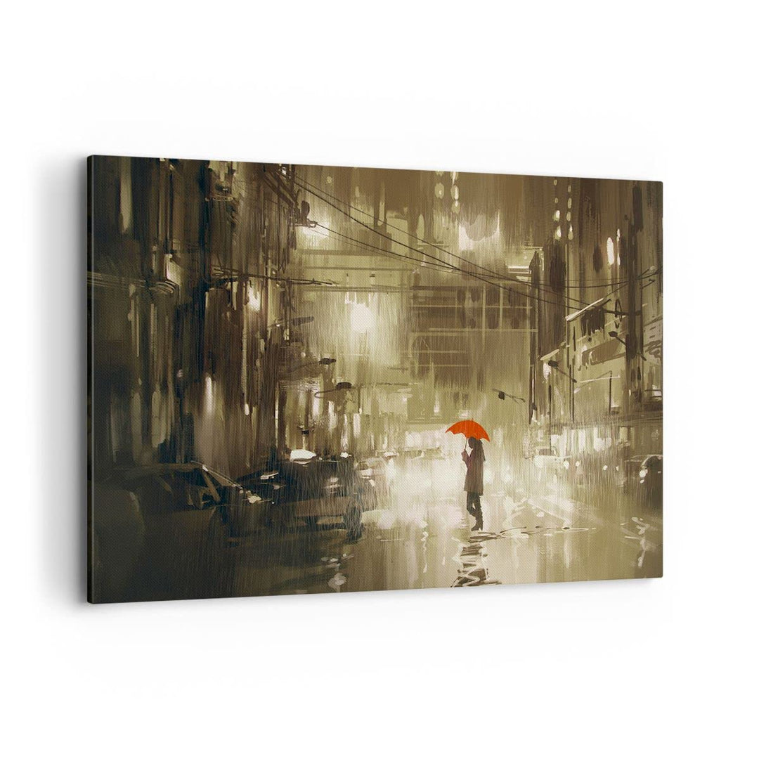 Bilder auf Leinwand 100x70cm Leinwandbild Illustration Katastrophe Städtische Strasse Regen Gross Wa