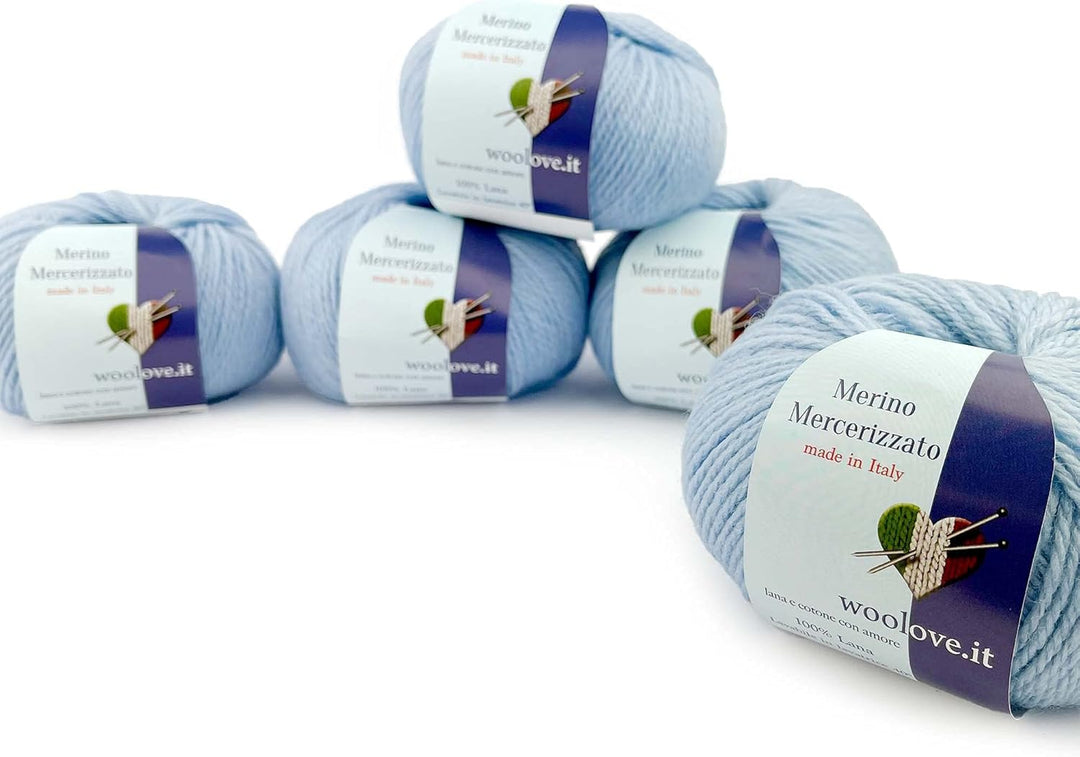 Tricot Cafè – Merzerisierte Merinowolle - Garn 100% reine Wolle Made in Italy - Wollknäuel zum Häkel