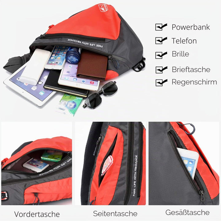 FANDARE Leicht Brusttasche Sling Rucksack Schultertasche Chest Bag Crossbody Umhängetasche Sporttasc