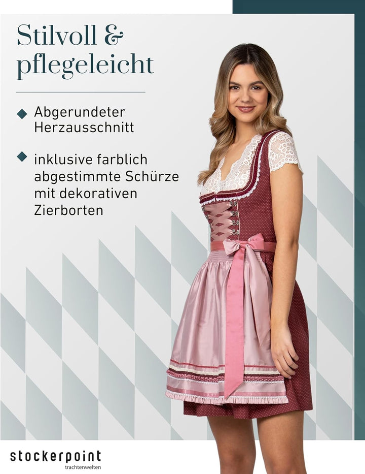 Stockerpoint Damen Dirndl Harper Kleid für besondere Anlässe 32 Altrosa, 32 Altrosa