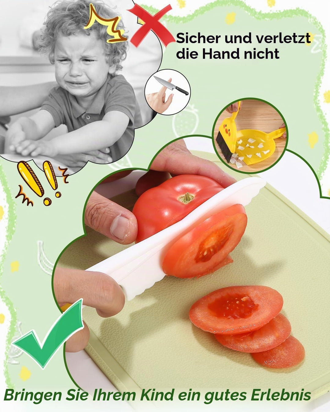 Montessori-Küchenmesser für Kinder ab 2 Jahren, 20 Stück, zum Schneiden und Kochen von Obst oder Gem