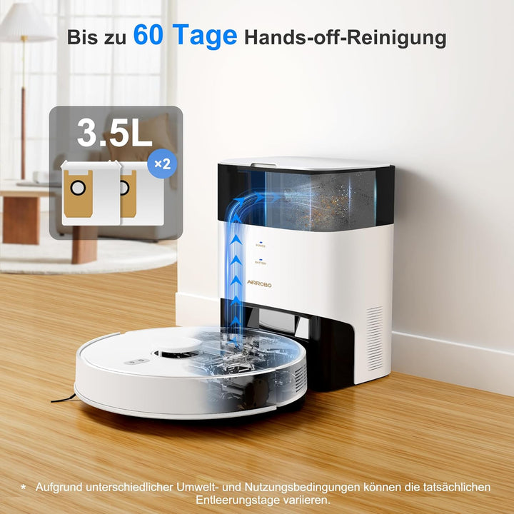 AIRROBO GT21 Saugroboter mit Wischfunktion, 3.5L Staubsauger Roboter mit Absaugstation, 180Min Laufz