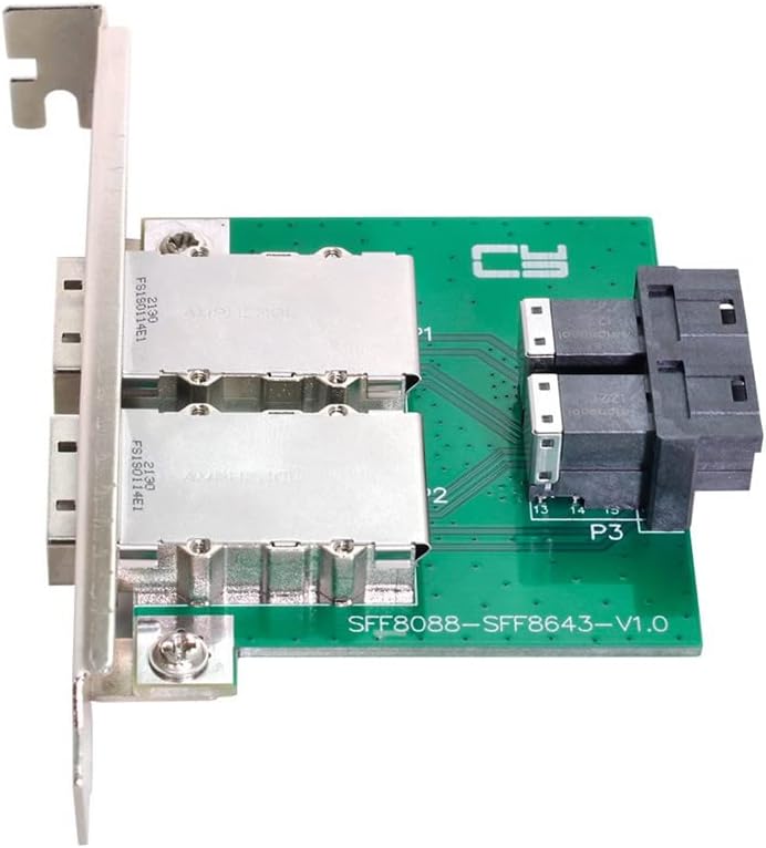 Xiwai Dual Ports Mini SAS SFF-8088 auf internen SAS HD SFF-8643 PCBA-Buchsenadapter mit Low-Profile-