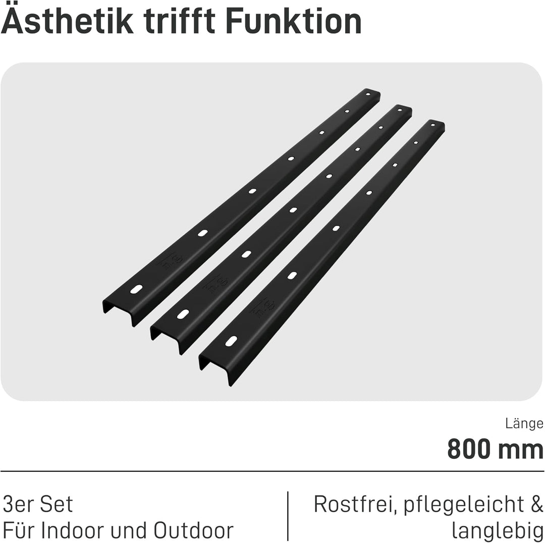 3x Gratleiste U-FORM massiver Unterzug für Tischplatten, Tischbeschlag, Unterstützungsunterzug, Vers